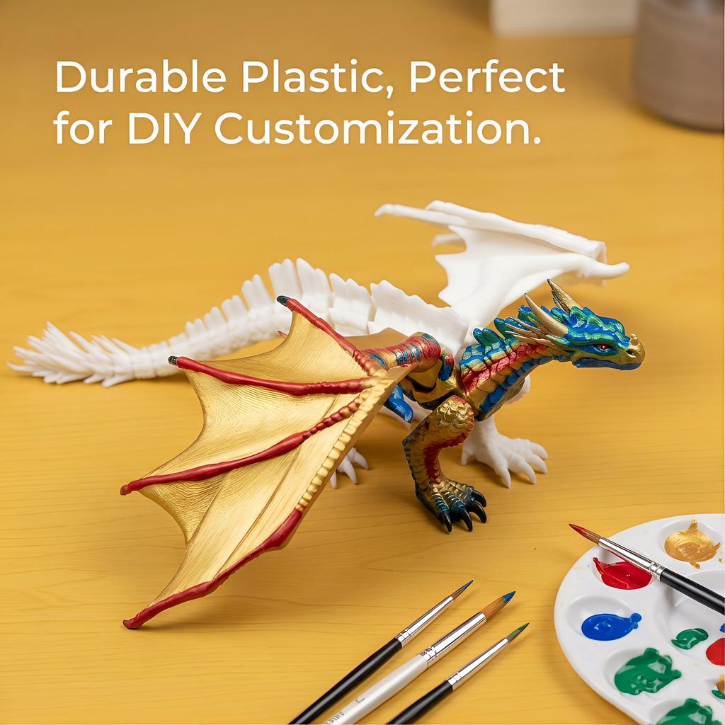 3D Printed Dragon Joint Movable Model Ornament - Colorable Boys' Toy Figurine For Children'S Gift
