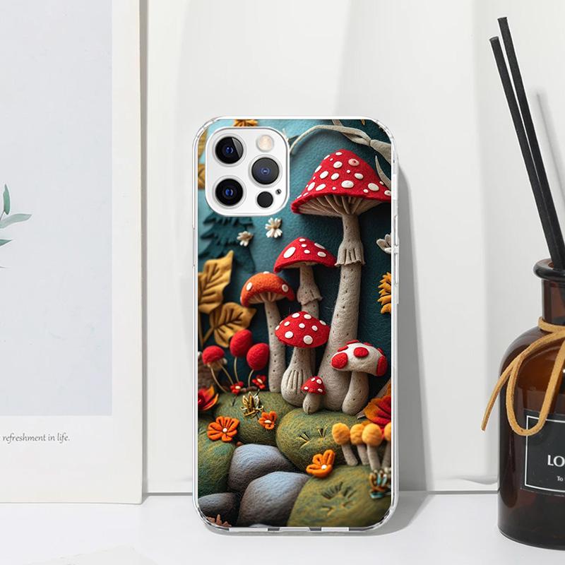 Colorful Mushroom Phone Case For Iphone 17 Air 16 15 Plus 16E 14 Pro Max 13 Mini 12 11 7 8 SE Fundas Soft Back Cover 17 Air 16 1