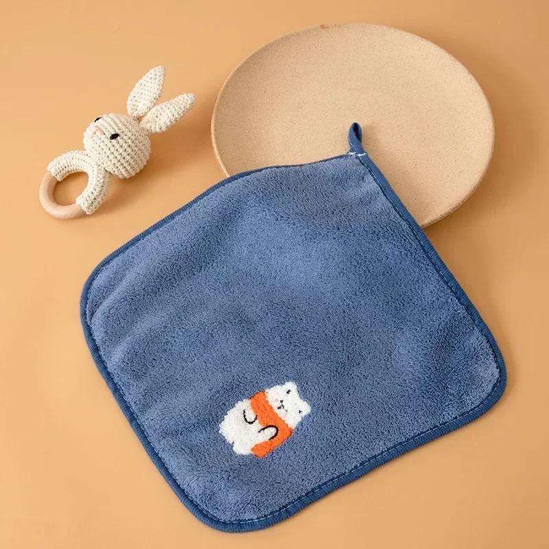 26x26cm Soft Baby Towels Cute Coral Velvet Absorbent Face Hand Towel Kids Shower Wipe Washcloth Children Handkerchief Bath Towel