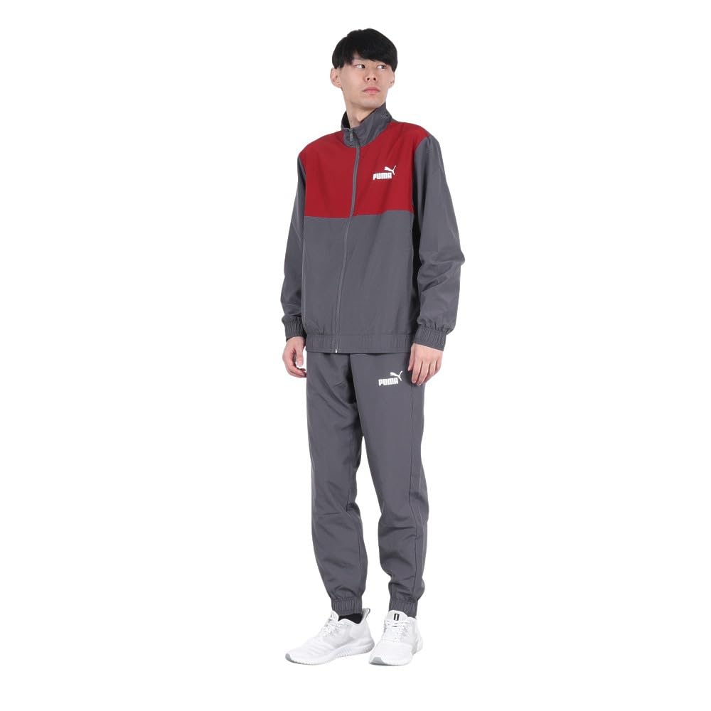 Puma Sports Jersey Top and Bottom Mesh Woven Color Block Suit 684143 24 Color Galactic Gray Set, Lining, Men's Fall/Winter (69)