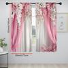 2 Stück Digitaldruck-Vorhänge, Rosa Hängende Glyzinienblüten Floralmuster, Romantische Frühlings-Fenstervorhänge für Schlafzimmer Wohnzimmer
