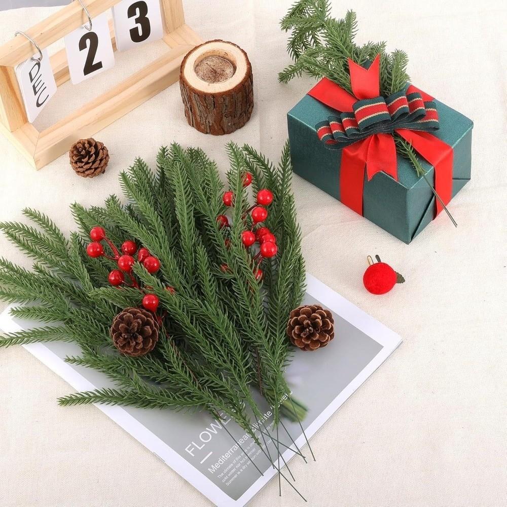 12pcs Plastic Plant Artificial Pine Branches Flower Arrangement Accessories  Home Decoration