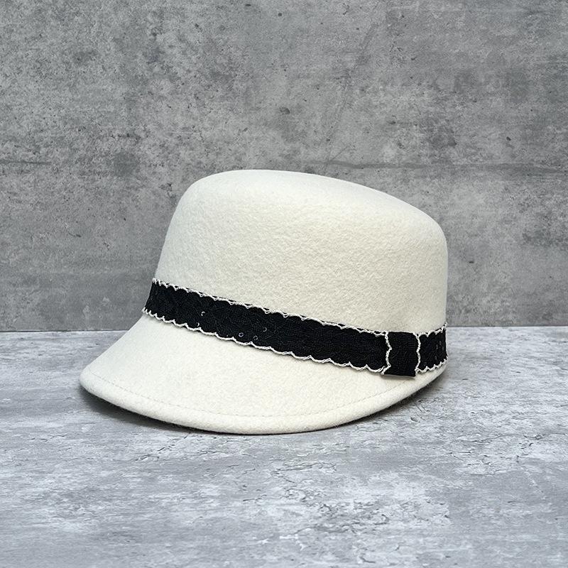 Wide Brim Wool Casual Equestrian Hat Cap Shopping Fashion Hat Women'S Versatile Knight Hat