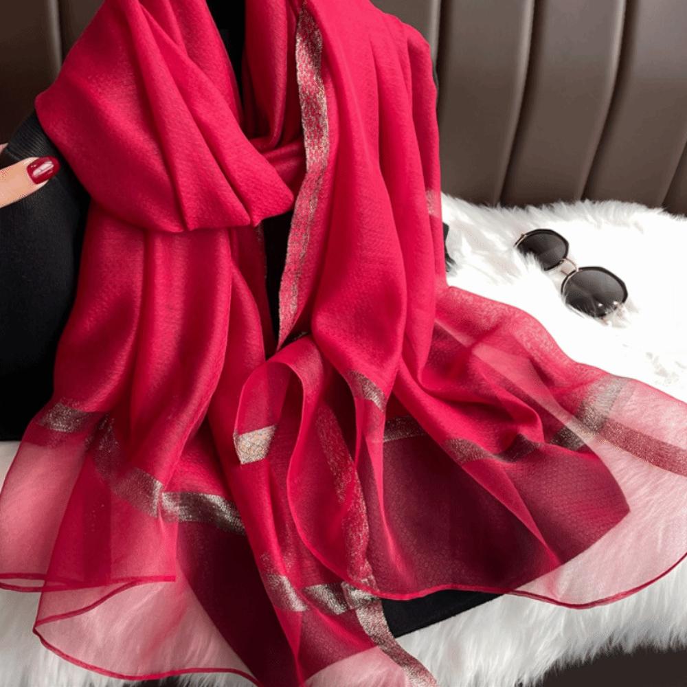 Large Women Hijab Shawls Thin Long Shawls Elegant Luxury Silk Scarf  Beach