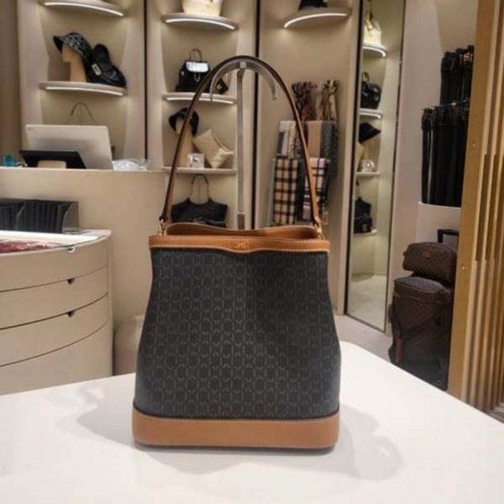 

Daks Brown Leather Dd Pattern Medium Bucket Bag Single option