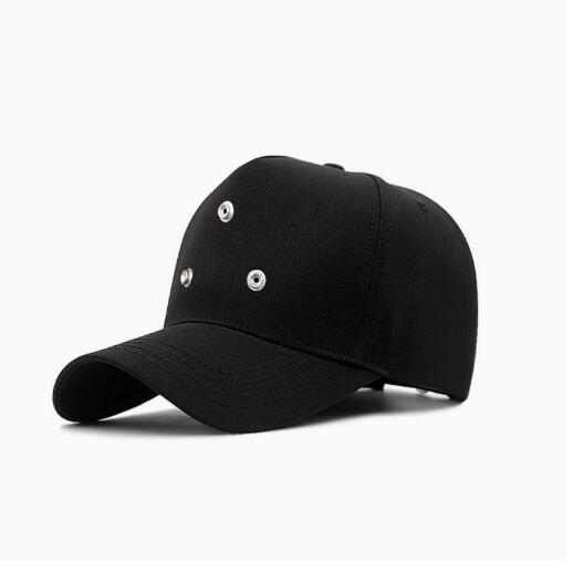 

Good Quality Metal Button Decoration Techwear Hip Hop Baseball Cap Man Woman Adjustable Vintage Punk Hats M(55-60cm) чёрный
