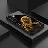 Golden Lion tempered glass phone case suitable for Samsung Galaxy S26 S25 S24 S23 S22 S20 FE/Ultra/Plus anti drop back cover