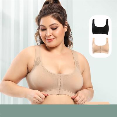 Bequemer Plus-Size-BH mit Frontverschluss und breiten Trägern, nahtloses Design für maximale Unterstützung und Tragekomfort den ganzen Tag