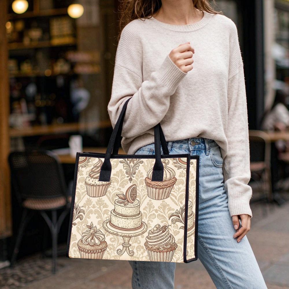 Sweet Dessert Pattern Casual Tote Lightweight Portable Daily Use Handbag
