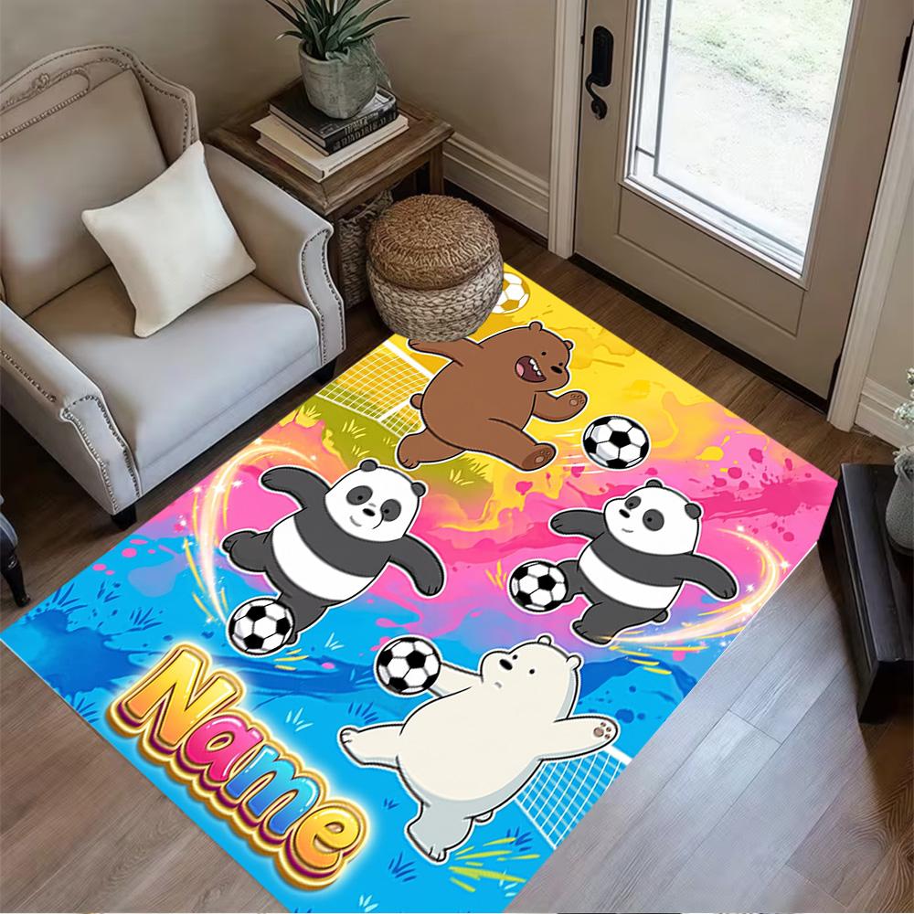 Blue Dog Soccer Fun Customize Text Floor Rug Office Rug Perfect for Balcony Entryway Kitchen Outdoor Anti-slip Rug Office Home Decor