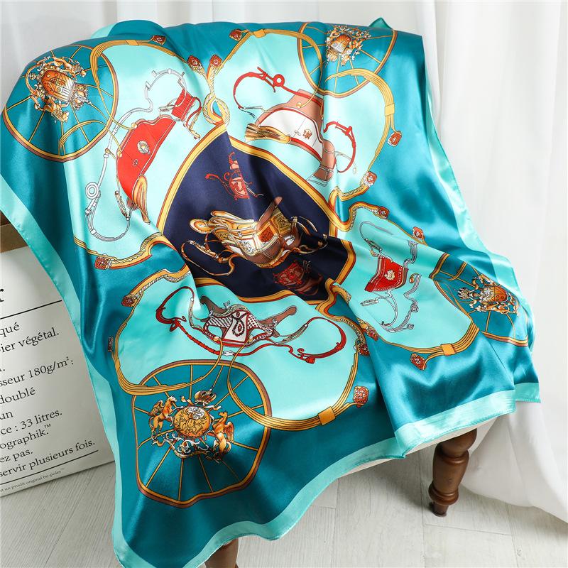 90 * 90cm New Silk Scarf Women'S Spring And Summer Decorative Scarf Sunscreen Travel Shawl Autumn And Winter Scarf Thin Edition