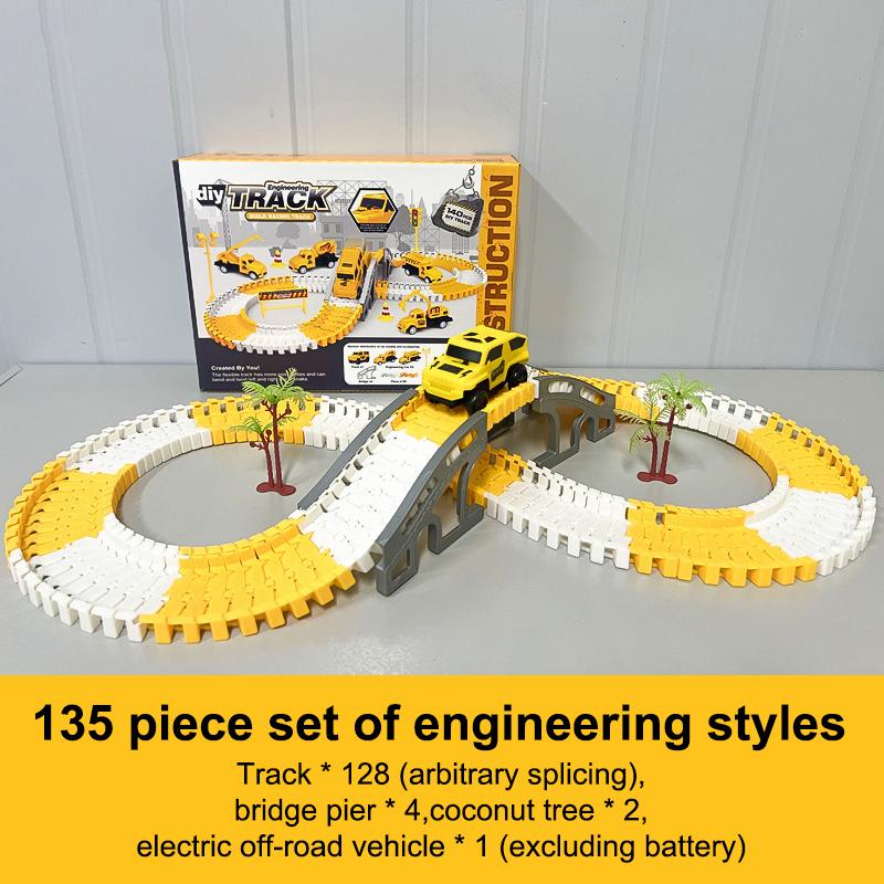135-141Pcs Children Electric Track Toy Car Engineering Car Kids Educational Toys Track Car Train Toys For Children Birthday Gift