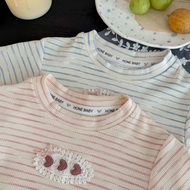 Summer Kids Girls Tees Cotton Lace T-shirt Loose Casual Sweet Short Sleeves Tops Infant Baby Girl Round Collar Tees Children Clothes