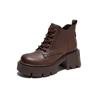 Autumn and winter new thick heel Martin boots women's leather round head small height increase short boots women's boots tide