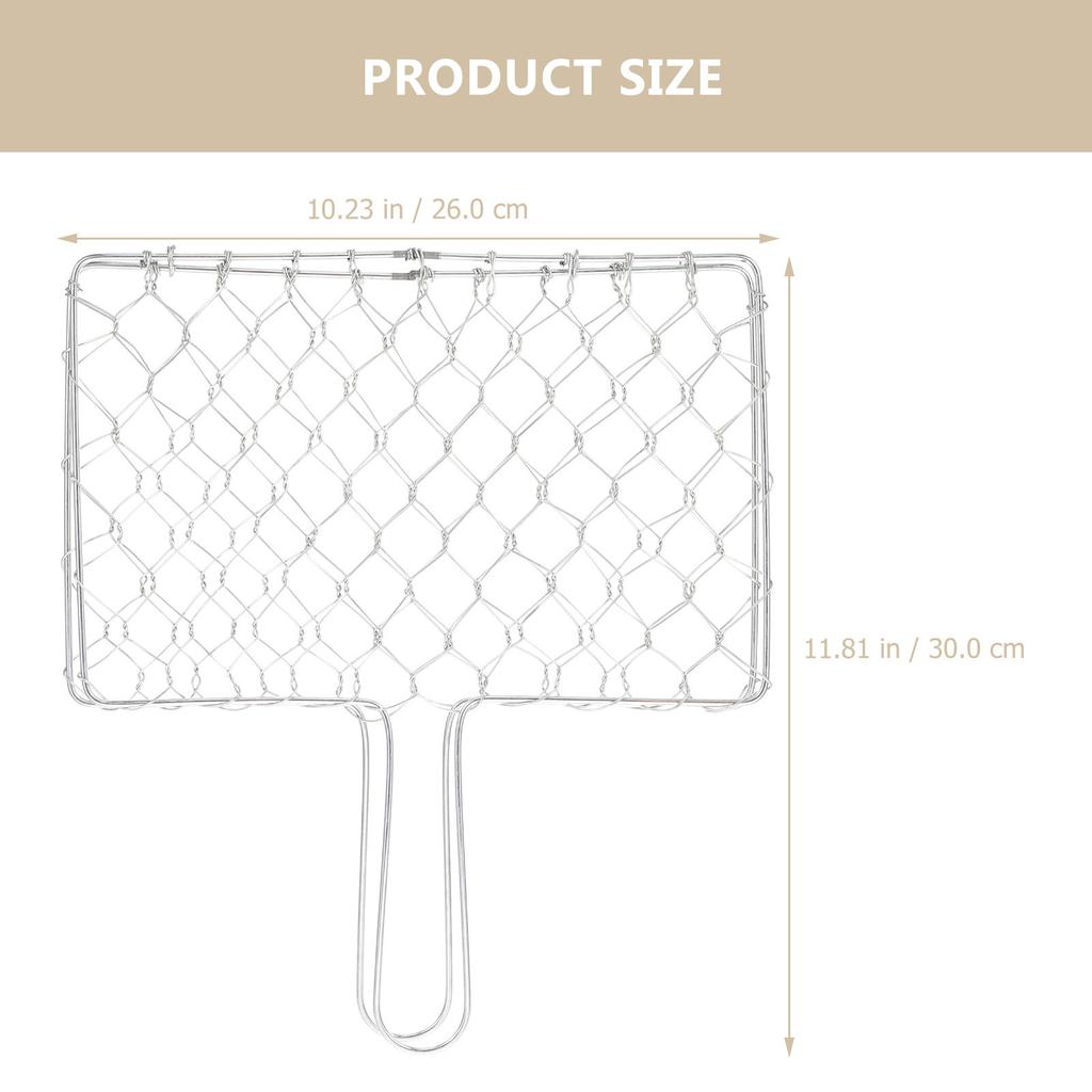 Iron Grill Basket Barbecue Rack Heat Resistant Portable Handle Solid Support Convenient Cleaning Outdoor Bbq Picnic Camping