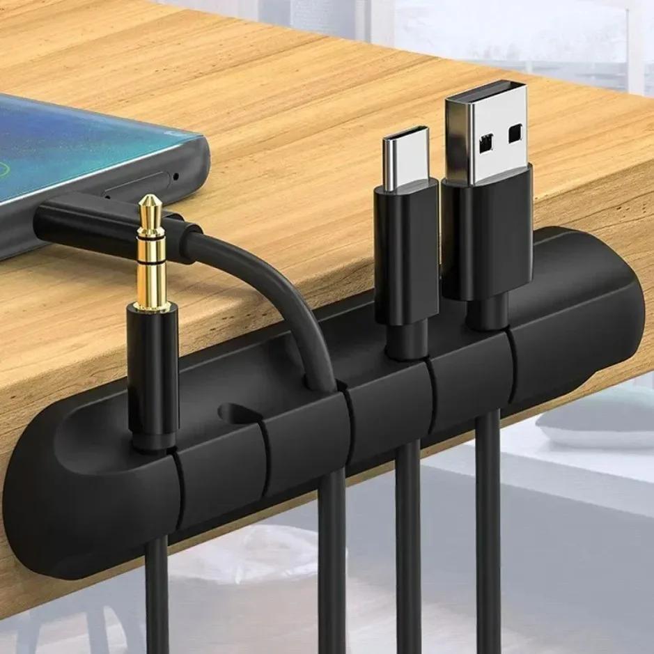 2 Pezzi Organizzatore Cavi Gestione Porta Cavi Flessibile Avvolgicavo USB Ordinato Clip in Silicone Per Mouse Tastiera Auricolari Protezione