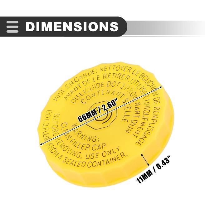 Motoforti Bremsflüssigkeitsbehälterdeckel, für Jeep Cherokee 2014-2020, Kunststoff, Nr. 68211910AB, Gelb