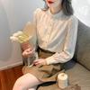 Elegante Moda Mezza Scollatura Camicia Base in Pizzo Donna Primavera e Autunno Temperamento Sottile Blusa a Maniche Lunghe Camicetta Piccola Abiti Personalizzati