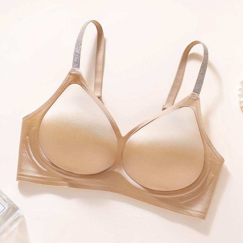 Satin Jelly Soft Support Wire-Free Push-Up Bra with Fixed Cups and Smooth Beautiful Back