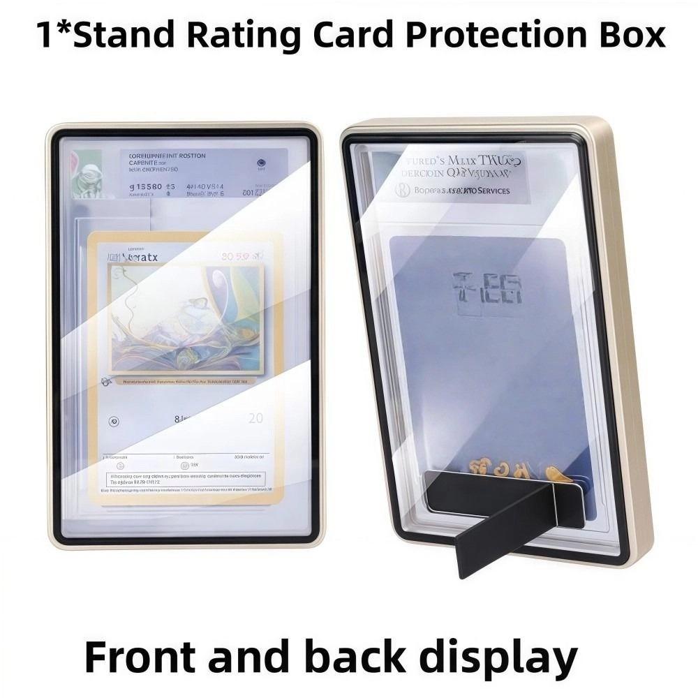 2-in-1 PSA/CGC Graded Card Protective Box with Stand Transparent Metal Magnetic Case UV Protection Double-sided Glass