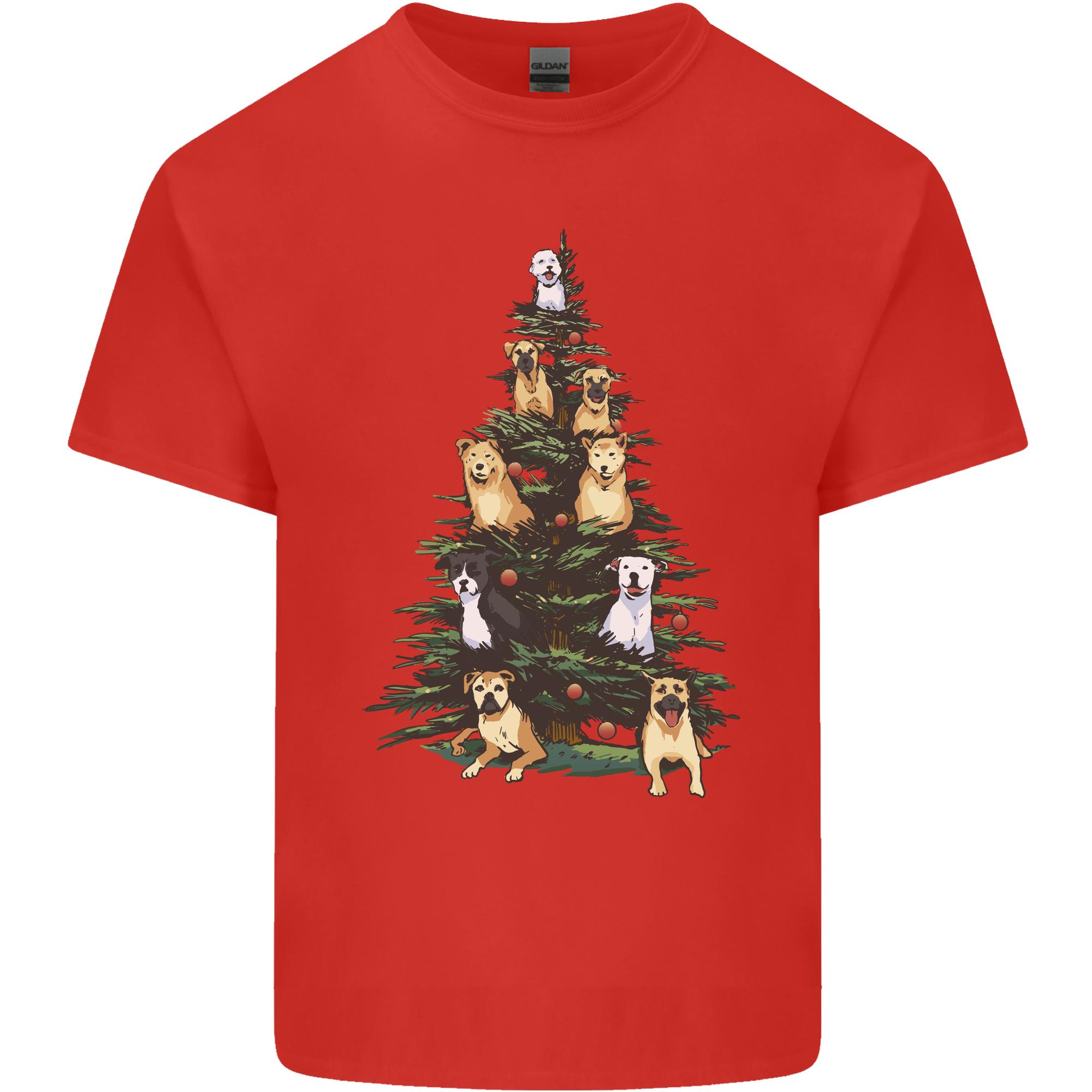 Funny Dog Christmas Tree Unisexs Light Cotton TShirt S