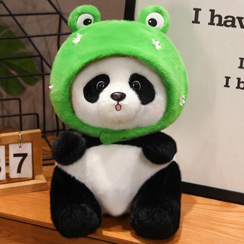 

Cute cute panda turned frog doll plush toy black and white panda doll children soothing doll 25cm（0.3kg）
