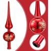 NUOBESTY Red Christmas Tree Topper Glass Finial Tree Topper Small Blown Glass Xmas Finials Vintage Hand- Painted Treetop Christmas Ornaments