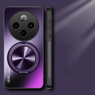 Magnetische Halterung Hülle für VIVO IQOO Z10 Matt Stoßfest 360° Drehbarer Ständer Handyhülle Schale für VIVO Y300 Pro T4 Funda