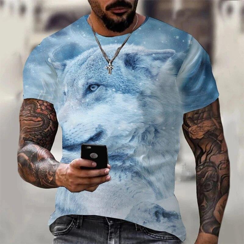 3D Print Wolf Tričko pro muže Letní oversized Topy s krátkým rukávem Pulovr 2023 Móda Streetwear Pánské cool oblečení Levné Trička