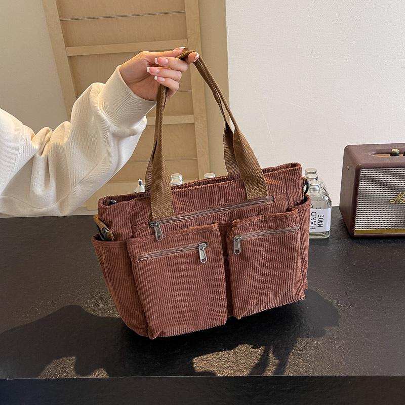 Velkokapacitní dámská manšestrová taška přes rameno - Kabelka v korejském a japonském stylu