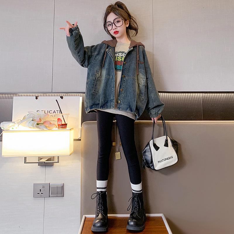 Girls' Denim Jacket - Autumn & Spring 2025 Trendy Outerwear Fashion for Big Kids