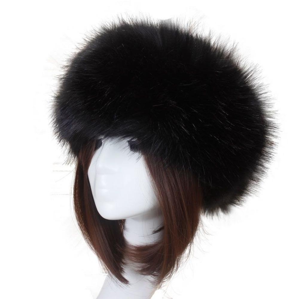Women's Hat Faux Fox Fur Headband Hat Autumn and Winter Warm Headband Hat Plush Open Top Hat