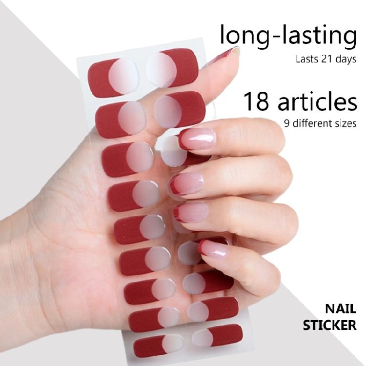 French Style Nails Art Stickers Nails Polish Wraps Semi Cured Gel Nail Strips