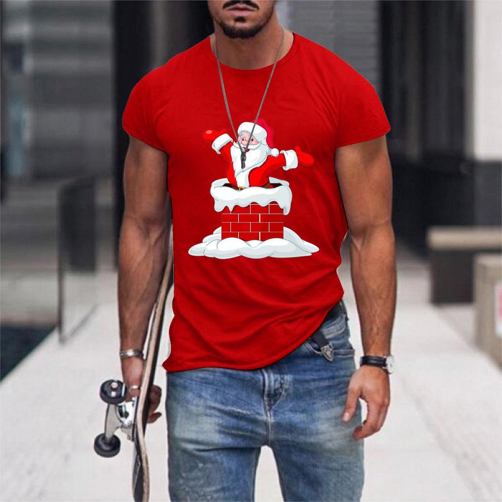 Christmas T-Shirts 3d Funny Santa Claus Print Oversized Tops Tees Mens Shirts Summer Holiday Casual O-Neck Male Harajuku Clothes