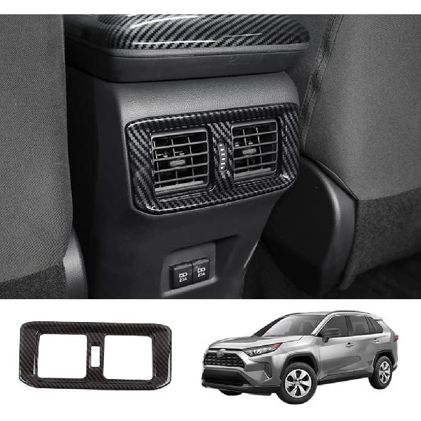 Blazeray for RAV4 Rear Air Conditoner Outlet Vent Cover Panel Trim Rear Carbon Fiber Cover for Toyota RAV4 2019 2020 2021 2022 Interior