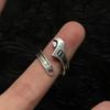 Heavy Duty Spanner Finger Ring Silver Plated Biker Jewelry Wrench-Shaped Open Ring  Boys Girls