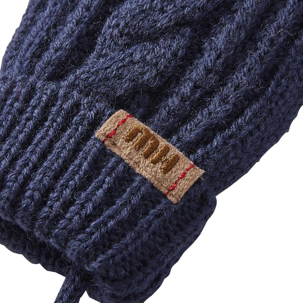 MIKI HOUSE Knitted Mittens with Solid Cable for Boys and Size S Navy Drawstring, Color, Knit, Girls, Baby, Kids, Children's Clothing, (1-3 Years),
