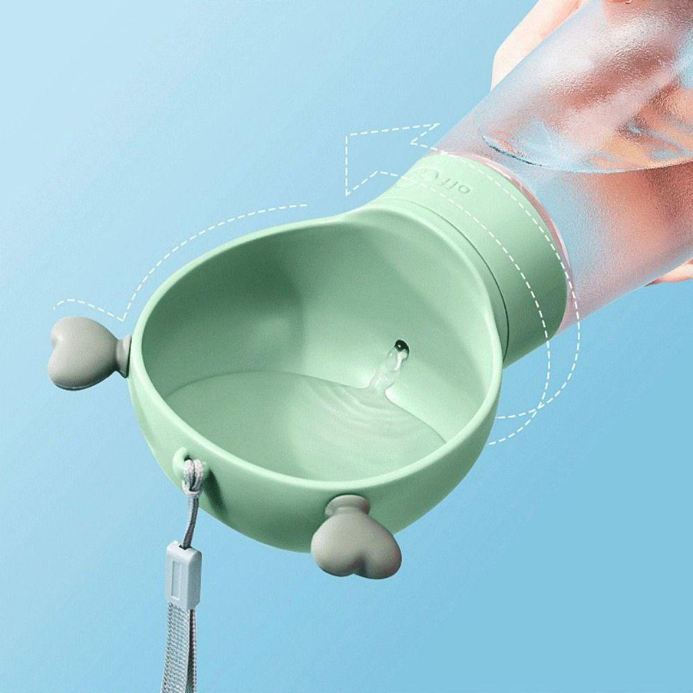 2 in 1 Outdoor Dog Water Bottle Leak-Proof Transparent Dog Water Dispenser Portable with Strap Pet Drinking Bowl Cat