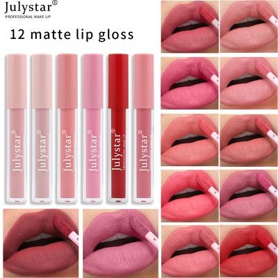 Julystar 12 Color Long Lasting Liquid Lipstick Matte Lip Gloss Women Sexy Beauty Makeup Cosmetic