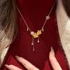 Floral Tassel Necklace for Women, Light Luxury Niche High-End Design Pendant Accessory, Collarbone Chain