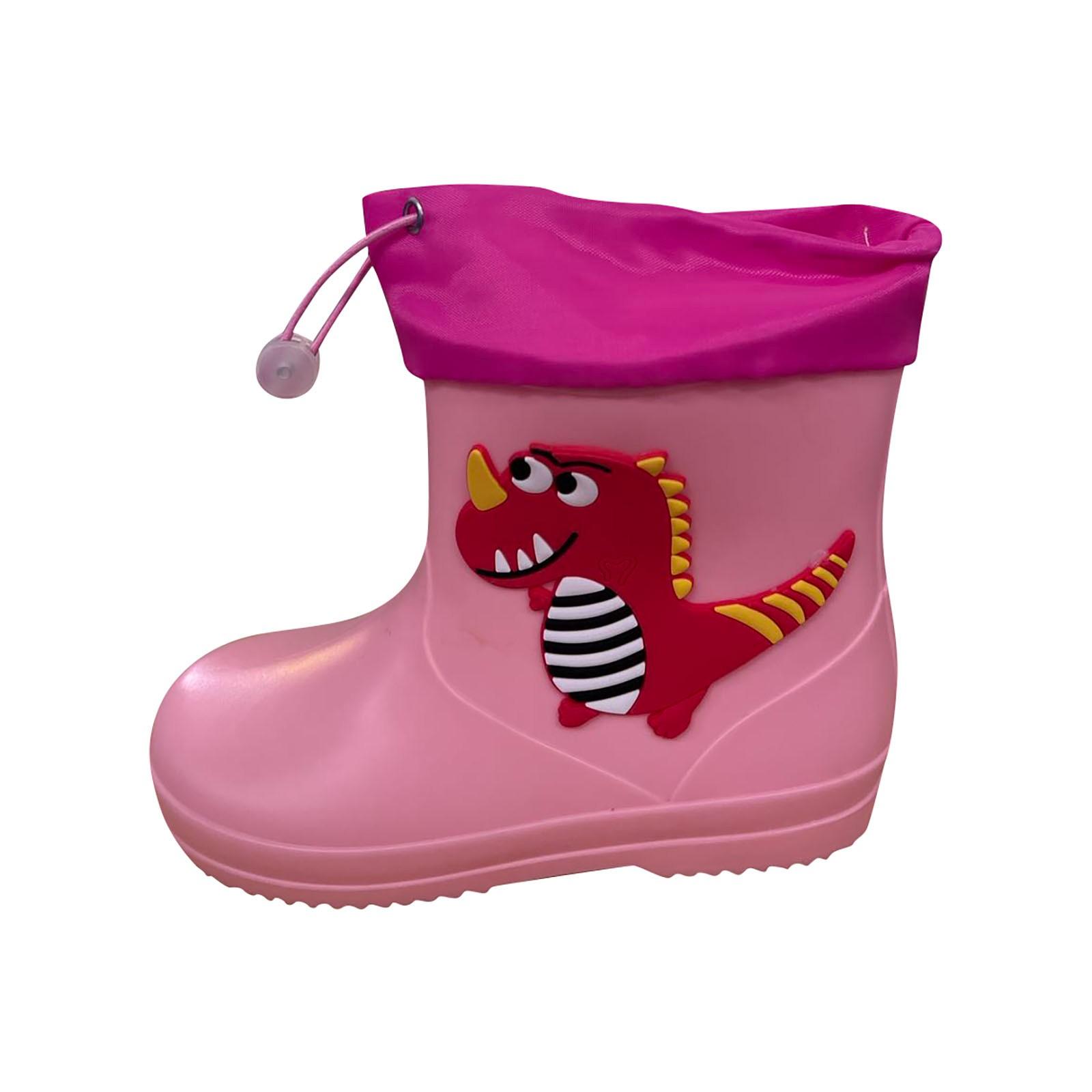 

Сапоги, детские непромокаемые резиновые сапоги половинной высоты на подкладке, дождевые ботинки с завязками, нескользящие дождевые сапоги с героями мультфильмов, легкие уличные сапоги 15 розовый