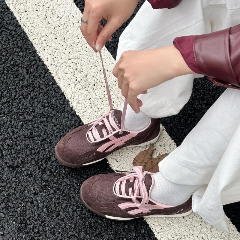 Cowhide Retro Mesh Breathable German Training Shoes Women's New Color Matching Platform Versatile Casual Sports Shoes Genuine Leather Forrest Gu