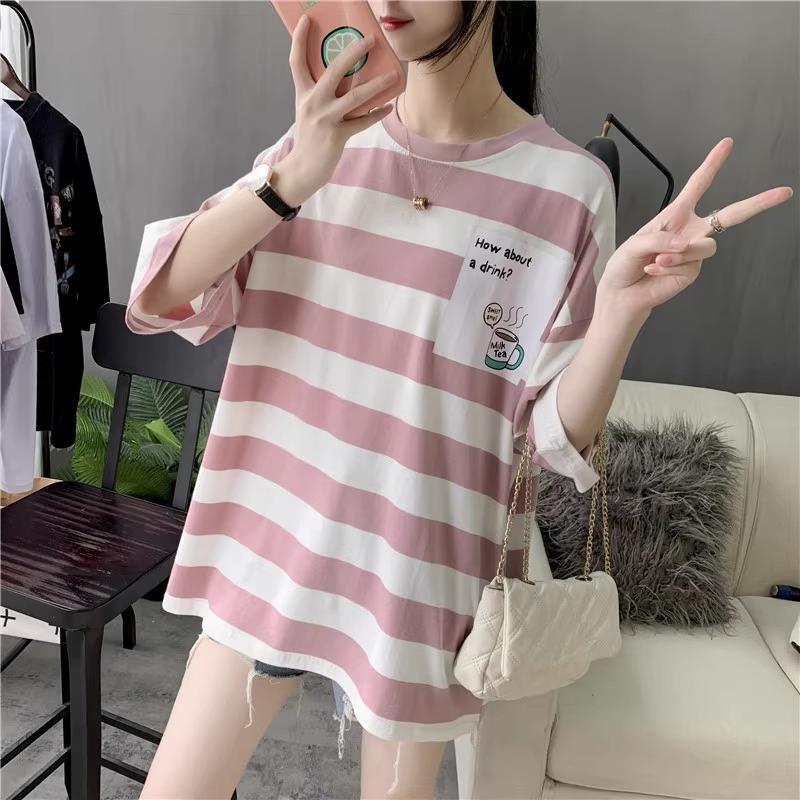 UNISEX t-shirts 2025 Summer oversized Women T-shirt korean stripe graphic y2k Tops Large size long T shirt Harajuku women's Clothes