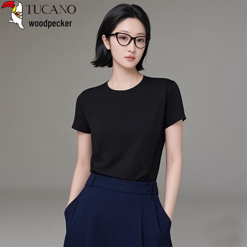 Woodpecker Women s Ribbed Round Neck Slim Fit T-Shirt M