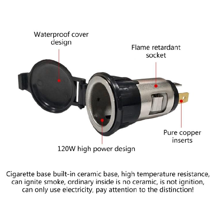 Cigarette Lighter Socket 12V-24V Power Outlet for Car Truck Motorcycle E-bike