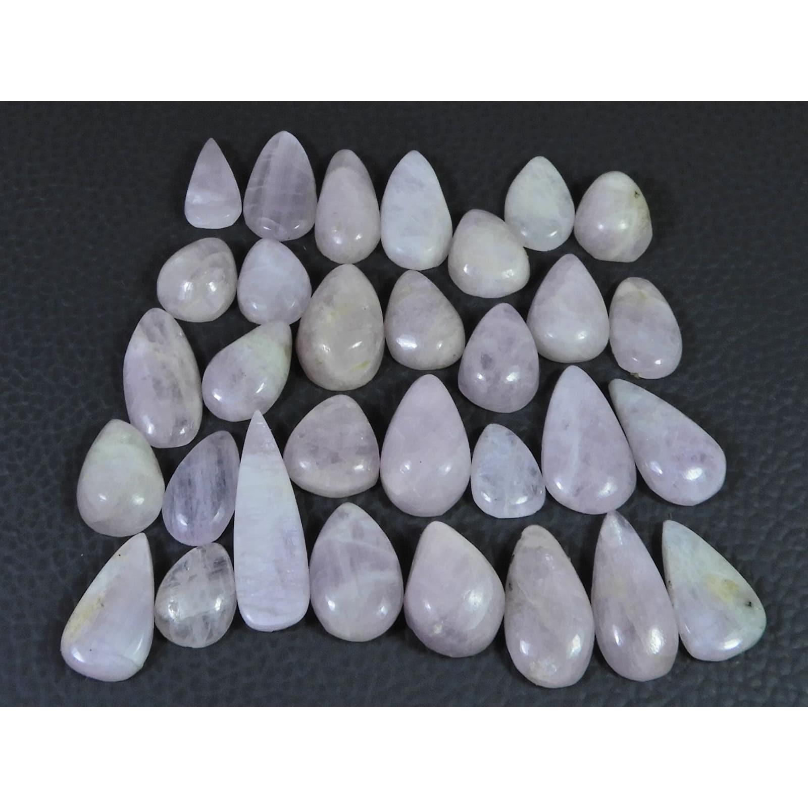 180Cts. Natural Pink Kunzite Pear Cabochon Loose Gemstone 31Pcs Lot 12-26MM C-1160