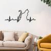 Vintage Black Iron Cat Heart Wall Art Metal Sculpture with Meow Design for Home Decor