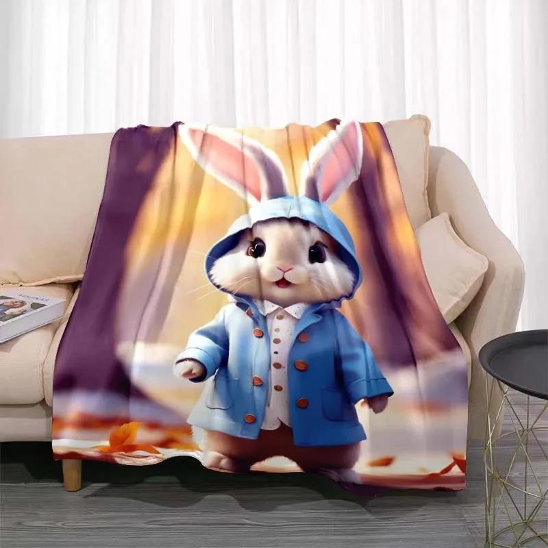 3D Cartoon rabbit pattern printed blanket for living room bedroom home decor children's room bed blanket picnic blankets Luxury