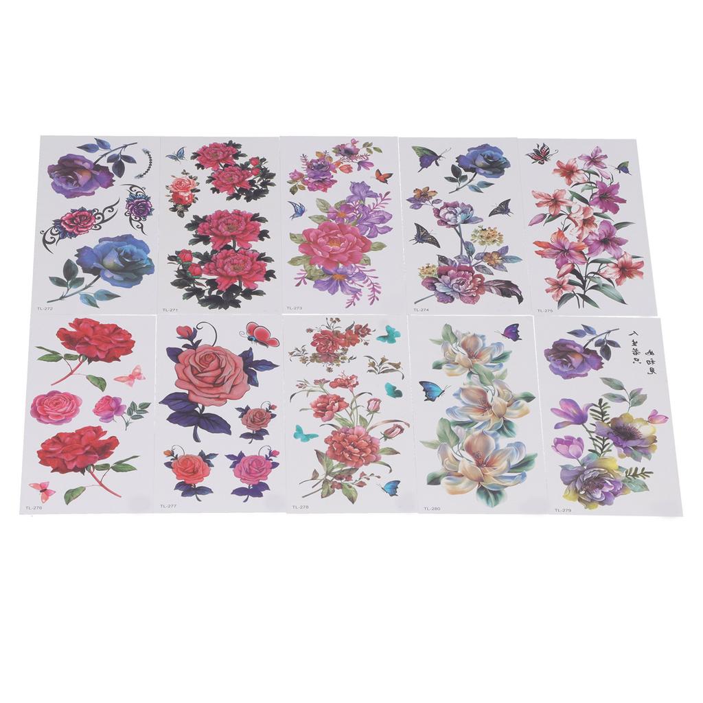 20pcs Temporary Tattoos Waterproof Flower Pattern Fake Tattoo Stickers Set for Women