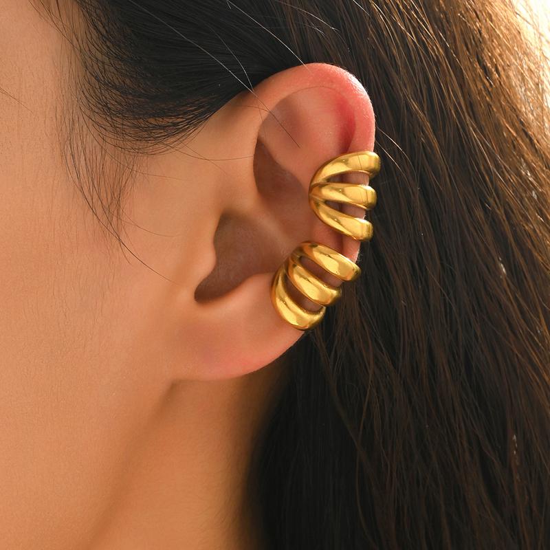 Simple Metal Multi-Layer Hollow Ear Clip Ear Cuff Earrings for Women Fashion Gold Color Claws Non Piercing Earrings Jewelry Gift